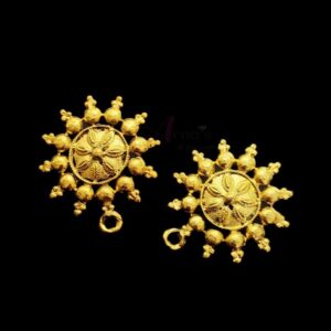 TOPg0046- 5 PAIRS PACK OF GERMAN GOLDEN | OXIDIZED DESIGNER GOLDEN SINGLE LOOP STUD TOP FOR EARRING MAKING