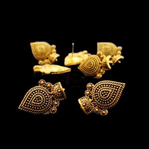 TOPg0050- 5 PAIRS PACK OF GERMAN GOLDEN | OXIDIZED DESIGNER GOLDEN SINGLE LOOP STUD TOP FOR EARRING MAKING