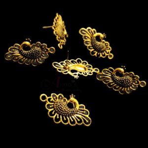 TOPg0053- 3 PAIRS PACK OF GERMAN GOLDEN | OXIDIZED DESIGNER GOLDEN SINGLE LOOP STUD TOP FOR EARRING MAKING