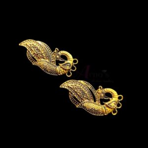 TOPg0055- 2 PAIRS PACK OF GERMAN GOLDEN | OXIDIZED PEACOCK MOTIF DESIGNER GOLDEN SINGLE LOOP STUD TOP FOR EARRING MAKING