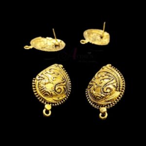 TOPg0057- 5 PAIRS PACK OF GERMAN GOLDEN | OXIDIZED DESIGNER GOLDEN SINGLE LOOP STUD TOP FOR EARRING MAKING