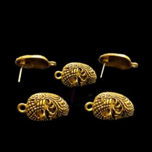 TOPg0058- 5 PAIRS PACK OF GERMAN GOLDEN | OXIDIZED DESIGNER GOLDEN SINGLE LOOP STUD TOP FOR EARRING MAKING