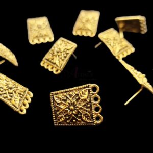 TOPg0060- 3 PAIRS PACK OF GERMAN SILVER | OXIDIZED DESIGNER GOLDEN FOUR LOOP STUD TOP FOR EARRING MAKING