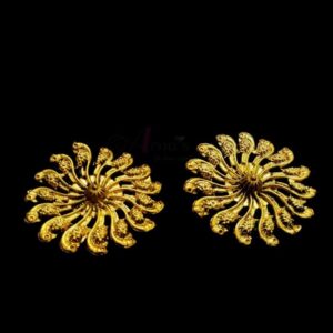 TOPg0061- 2 PAIRS PACK OF GERMAN SILVER | OXIDIZED DESIGNER GOLDEN STUD TOP FOR EARRING MAKING