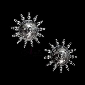 TOPs0072 - 3 PAIRS PACK OF GERMAN SILVER | OXIDIZED SILVER SINGLE LOOP STUD TOP FOR EARRING MAKING