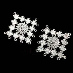 TOPs0074 – 2 PAIRS PACK OF GERMAN SILVER | OXIDIZED SILVER NINE LOOP STUD TOP FOR EARRING MAKING