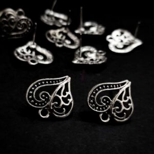 TOPs0076 – 5 PAIRS PACK OF GERMAN SILVER | OXIDIZED SILVER SINGLE LOOP STUD TOP FOR EARRING MAKING