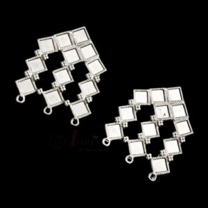 TOPs0077– 2 PAIRS PACK OF GERMAN SILVER | OXIDIZED SILVER TRIPLE LOOP STUD TOP FOR EARRING MAKING