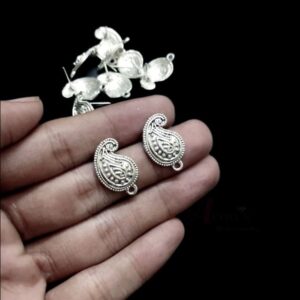 TOPs0084 – 5 PAIRS PACK OF GERMAN SILVER | OXIDIZED SILVER DESIGNER MOTIF STUD TOP FOR EARRING MAKING