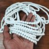 RGLASS0021- 1 STRAND MATT WHITE 8MM ROUND GLASS BEADS