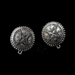 TOPs0092 – 3 PAIRS PACK OF GERMAN SILVER | OXIDIZED SILVER DESIGNER MOTIF STUD TOP FOR EARRING MAKING