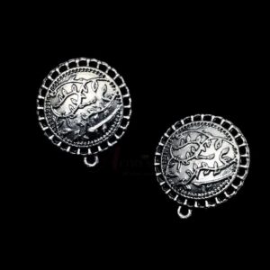 TOPs0094 – 3 PAIRS PACK OF GERMAN SILVER | OXIDIZED SILVER DESIGNER MOTIF STUD TOP FOR EARRING MAKING