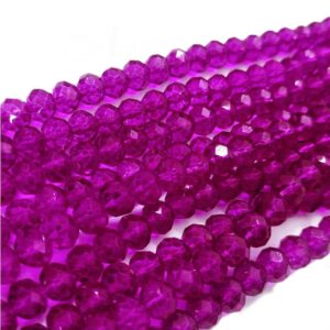 CRYSTAL0011- 1 STRAND 8MM DARK PINK CUT CRYSTAL BEADS