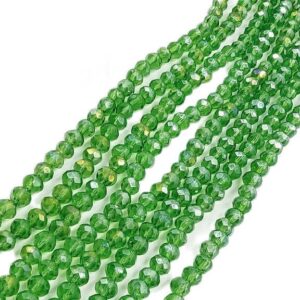 CRYSTAL0018- 1 STRAND 4MM PARROT GREEN CUT CRYSTAL BEADS