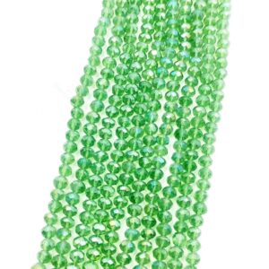 CRYSTAL0031- 1 STRAND 6MM LIGHT GREEN CUT CRYSTAL BEADS