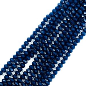 CRYSTAL0034- 1 STRAND 4MM METALLIC SUEDE BLUE OPAQUE CUT CRYSTAL BEADS