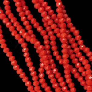 CRYSTAL0039- 1 STRAND 4MM ORANGE OPAQUE CUT CRYSTAL BEADS