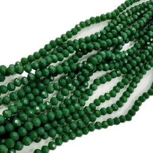 CRYSTAL0042	- 1 STRAND 4MM GREEN OPAQUE CUT CRYSTAL BEADS