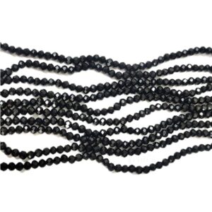 CRYSTAL0043	- 1 STRAND 4MM BLACK OPAQUE CUT CRYSTAL BEADS