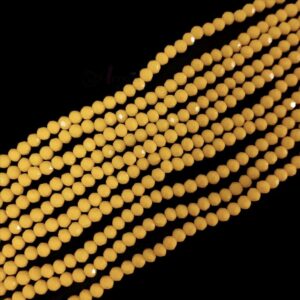 CRYSTAL0046	- 1 STRAND 4MM YELLOW OPAQUE CUT CRYSTAL BEADS