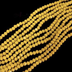 CRYSTAL0047	- 1 STRAND 4MM LIGHT YELLOW OPAQUE CUT CRYSTAL BEADS