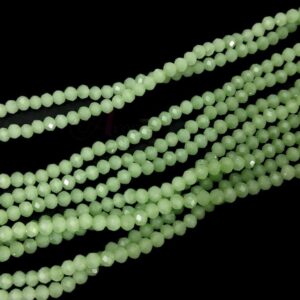CRYSTAL0051	- 1 STRAND 4MM PARROT GREEN OPAQUE CUT CRYSTAL BEADS