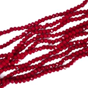 CRYSTAL0057	- 1 STRAND 4MM RED OPAQUE CUT CRYSTAL BEADS