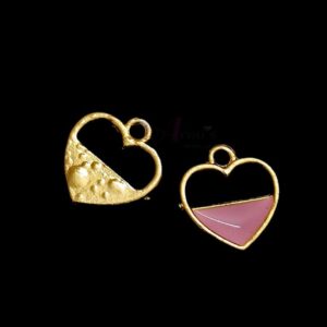 ECHARMS0115- ARNAS 2 PCS PACK OF ANTIQUE GOLDEN CUTE HART MOTIF CHARMS FOR NECKLACE | BRACELET | RAKHI MAKING