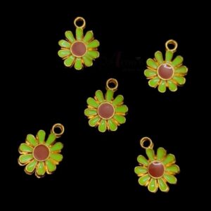 ECHARMS0118- ARNAS 2 PCS PACK OF ANTIQUE GOLDEN CUTE FLOWER MOTIF SMALL CHARMS FOR NECKLACE | BRACELET | RAKHI MAKING