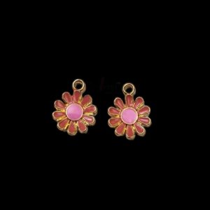 ECHARMS0119- ARNAS 2 PCS PACK OF ANTIQUE GOLDEN CUTE FLOWER MOTIF SMALL CHARMS FOR NECKLACE | BRACELET | RAKHI MAKING