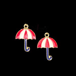 ECHARMS0139- ARNAS 2 PCS PACK OF ANTIQUE GOLDEN CUTE UMBRELLA MOTIF CHARMS FOR NECKLACE | BRACELET | RAKHI MAKING