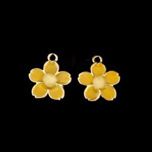 ECHARMS0144- ARNAS 2 PCS PACK OF ANTIQUE GOLDEN CUTE FLOWER MOTIF BIG CHARMS FOR NECKLACE | BRACELET | RAKHI MAKING