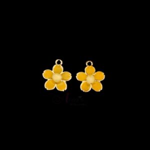 ECHARMS0145- ARNAS 2 PCS PACK OF ANTIQUE GOLDEN CUTE FLOWER MOTIF SMALL CHARMS FOR NECKLACE | BRACELET | RAKHI MAKING