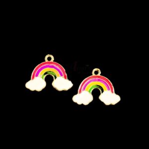 ECHARMS0161- ARNAS 2 PCS PACK OF ANTIQUE GOLDEN CUTE RAINBOW MOTIF CHARMS FOR NECKLACE | BRACELET | RAKHI MAKING