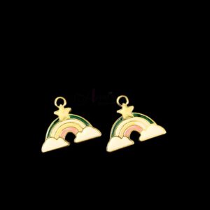 ECHARMS0162- ARNAS 2 PCS PACK OF ANTIQUE GOLDEN CUTE RAINBOW MOTIF CHARMS FOR NECKLACE | BRACELET | RAKHI MAKING
