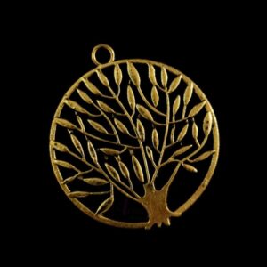 OXIG0197 -4 PCs PACK OF GOLDEN DESIGNER ROUND MOTIF SMALL GERMAN SILVER PENDANT