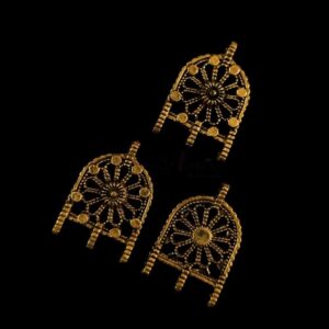 OXIG0198 -8 PCs PACK OF GOLDEN DESIGNER ROUND MOTIF SMALL GERMAN SILVER PENDANT