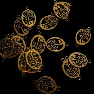 OXIG0200 -20 PCs PACK OF GOLDEN DESIGNER ROUND MOTIF SMALL GERMAN SILVER PENDANT