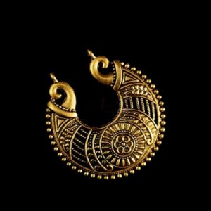 OXIG0201 -4 PCs PACK OF GOLDEN DESIGNER ROUND MOTIF SMALL GERMAN SILVER PENDANT