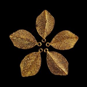 OXIG0206 -10 PCs PACK OF GOLDEN DESIGNER LEAF MOTIF SMALL GERMAN SILVER PENDANT