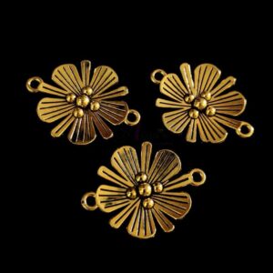 OXIG0217 – 5 PCs PACK OF GOLDEN FLORAL MOTIF GERMAN SILVER PENDANT