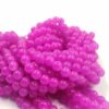 RGLASS0024- 1 STRAND HOT PINK 8MM ROUND GLASS BEADS