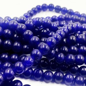 RGLASS0027- 1 STRAND DARK BLUE 8MM ROUND GLASS BEADS