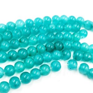 RGLASS0030- 1 STRAND TEAL GREEN 8MM ROUND GLASS BEADS