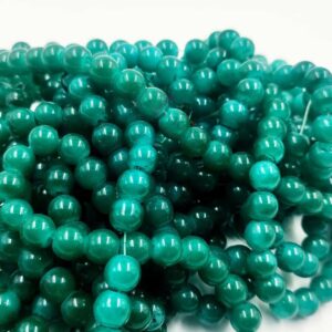 RGLASS0031- 1 STRAND PINE GREEN 8MM ROUND GLASS BEADS