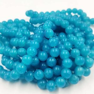RGLASS0032- 1 STRAND COBALT BLUE 8MM ROUND GLASS BEADS
