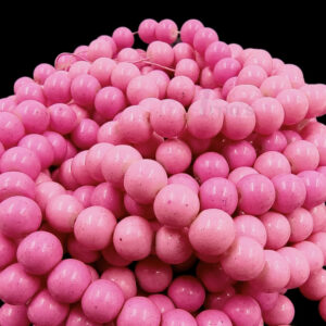 RGLASS0037- 1 STRAND BABY PINK 8MM OPAQUE ROUND GLASS BEADS