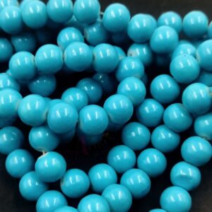 RGLASS0042- 1 STRAND SKY BLUE 8MM OPAQUE ROUND GLASS BEADS