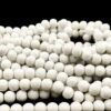 RGLASS0043- 1 STRAND MATT WHITE 8MM OPAQUE ROUND GLASS BEADS
