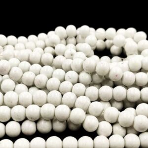 RGLASS0043- 1 STRAND MATT WHITE 8MM OPAQUE ROUND GLASS BEADS